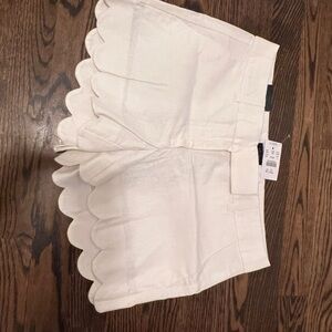 J. Crew Scalloped Hem High-Waist Shorts - White